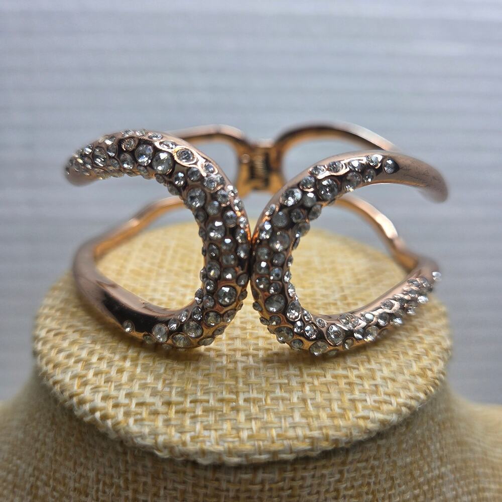 Alex Bittar Miss Havisham Hinged Crystal Cuff Bracelet 10K Rose Gold Plated